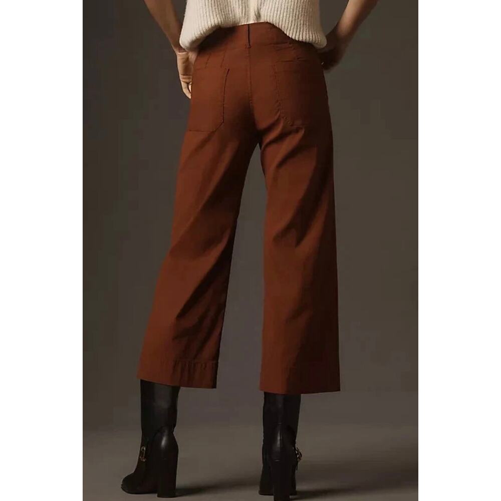 Anthropologie Maeve Colette High-Rise Wide-Leg Pants Magic Fabric Brown Size 29 - Picture 2 of 10